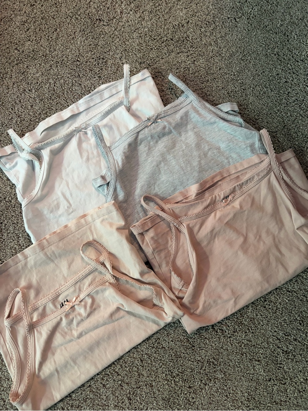 H&M Cotton Camisole Set in White, Light Gray & Blush Pink